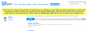 Screenshots Ende Yahoo Pipes