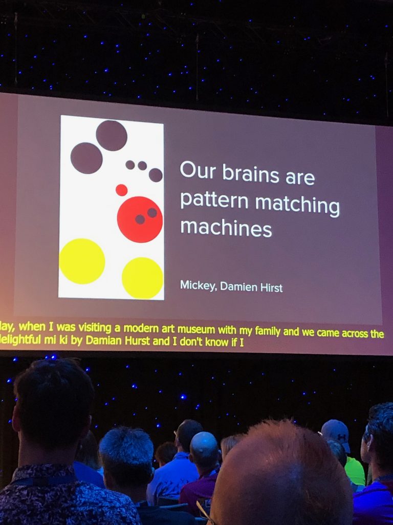 Our Brains are pattern matching machines. Aufnahme aus einer Keynote beim WordCamp 2019 in Berlin, Thema Semantisches Web 