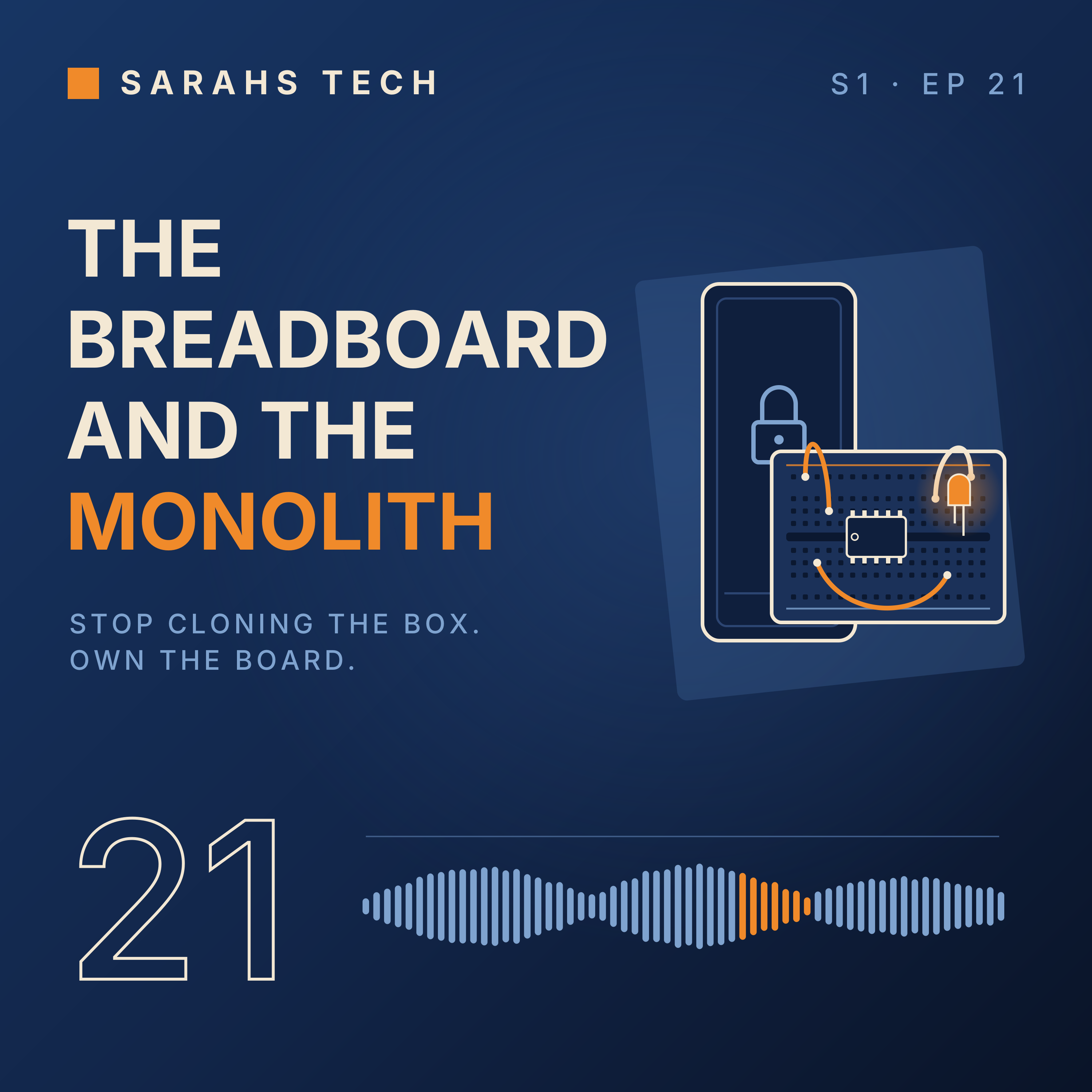 Cover art for episode 21: The Breadboard and the Monolith | Siri AI, Twenty Billion Copies of curl, and the Search Engine That Lost Its Index