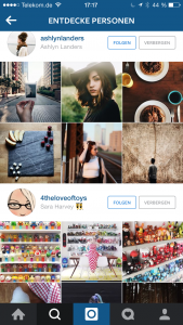 Abbildung Personen Entdecken Funktion bei Instagram