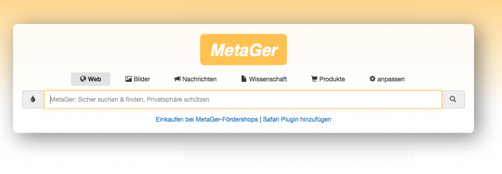 Screenshot Metager.de Websuche